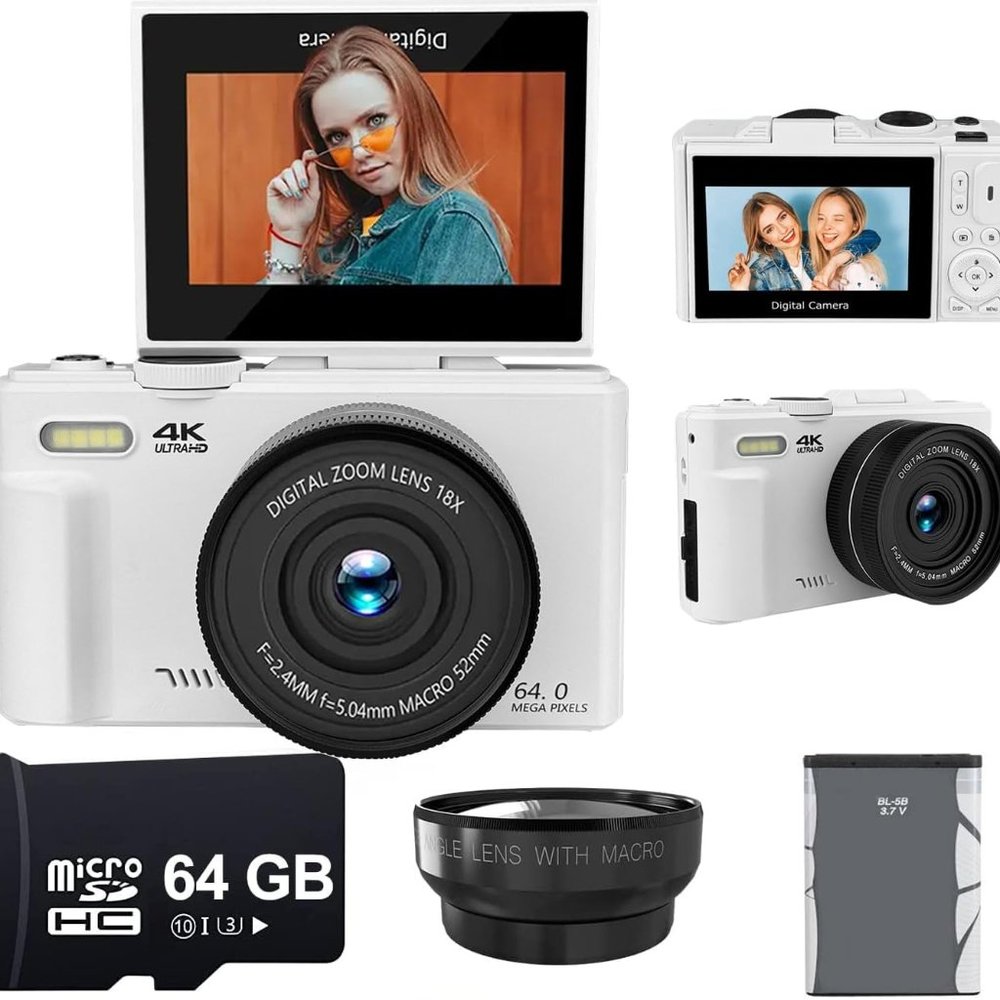 Acuvar 4K 64MP Digital Camera for Photography, Vlogging Camera for YouTube